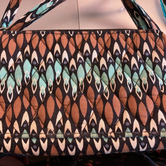Vera Bradley Handbags - NWOT Vera Bradley Wristlet Wallet Cross Body Phone Holder Blue Brown Pattern